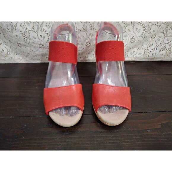 Clarks Laflay Lily Red Leather Cork Wedge SandalsSz. 5.5M - Picture 5 of 9